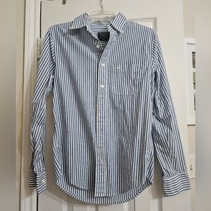 Mens Abercrombie Blue and White Striped Collared Shirt